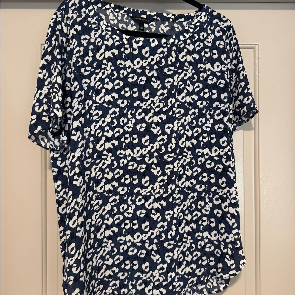 Navy Blue Leopard Print Women's Top